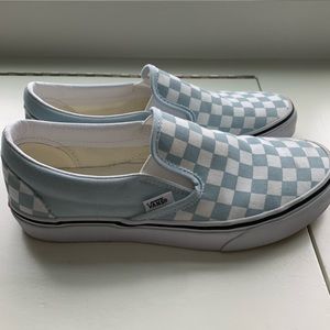 Blue and White Checkered Vans